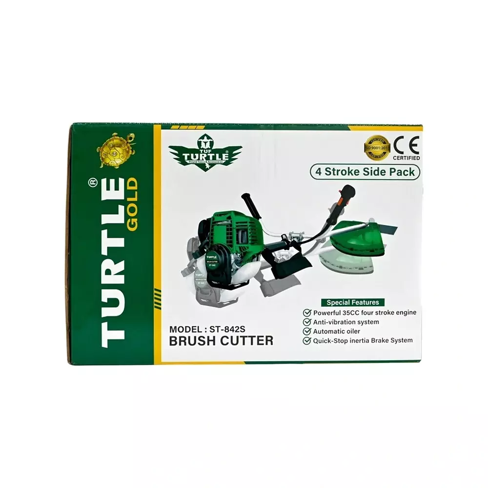 Turtle Gold Brush Cutter Air-Cooled 1.8 Kw 4 Stroke 35 cc & Fuel Tank 1.1 L, ST 842S (With Brush Cutter Blade)