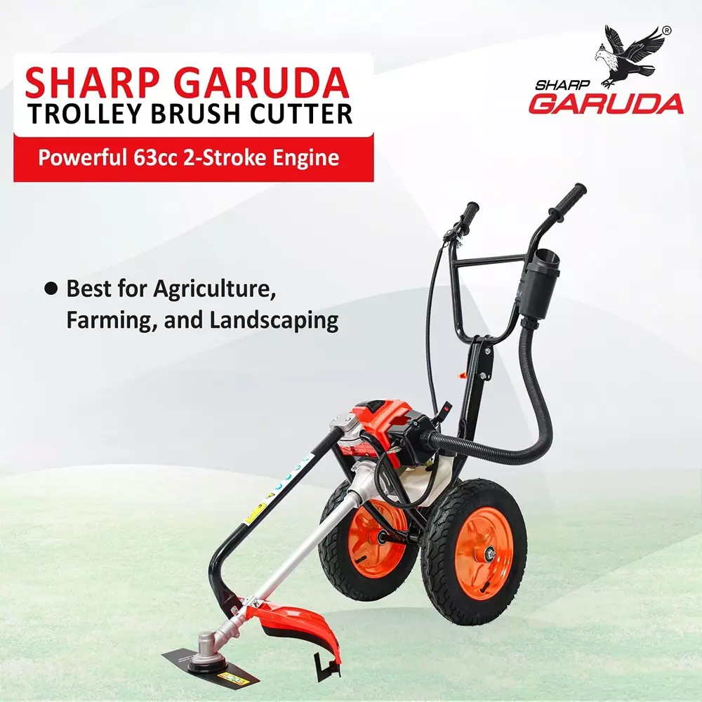 sharp-garuda-trolley-brush-cutter-machine-63cc-2-stroke-petrol-engine-with-2t-80t-blade