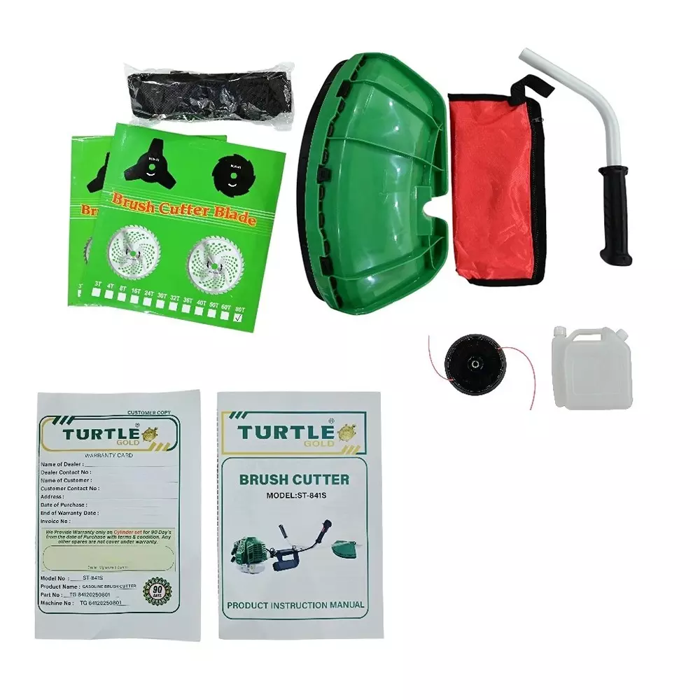 Turtle Gold Brush Cutter Air-Cooled 1.8 Kw 2 Stroke 52 cc & Fuel Tank 1.1 L, ST-841S