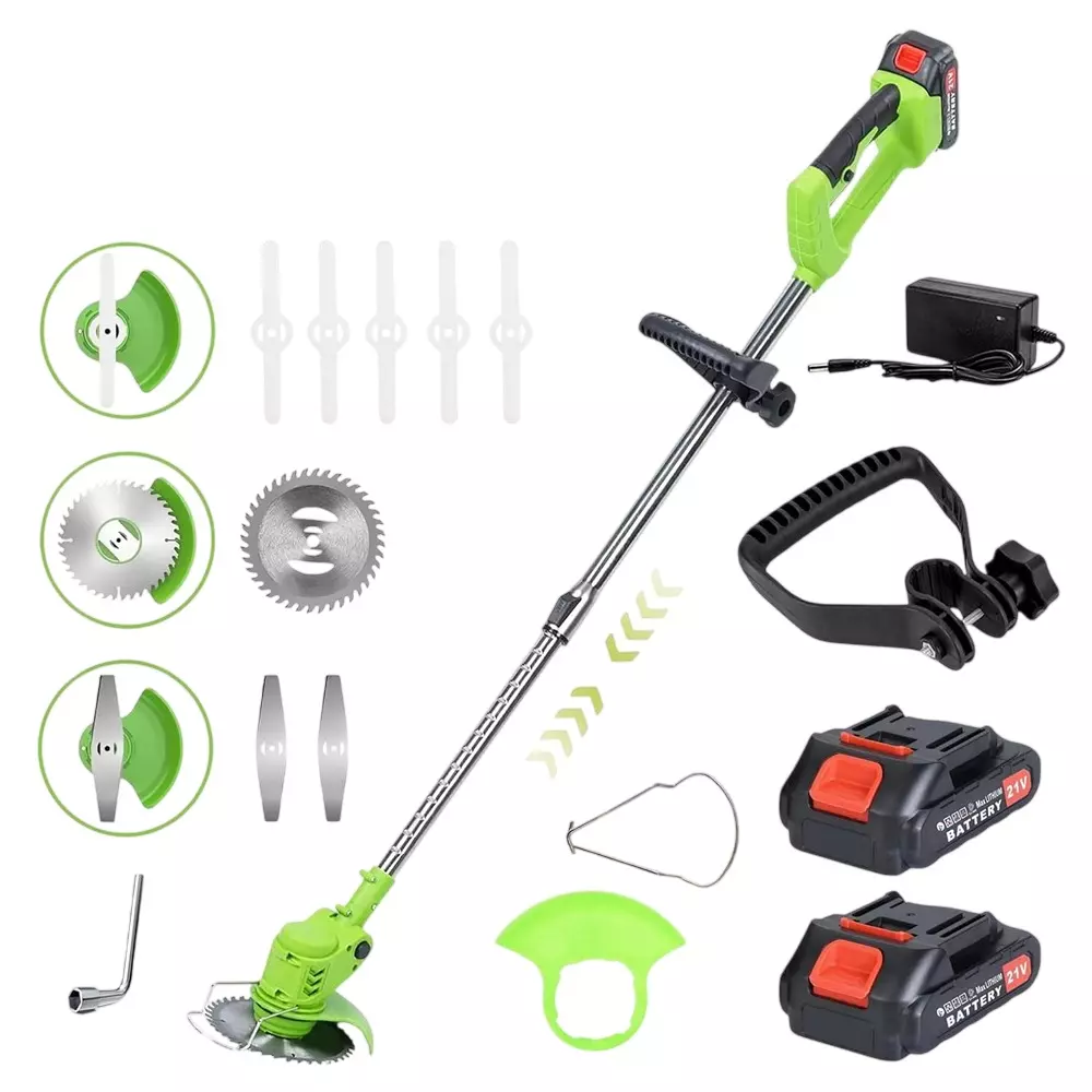Neptune Cordless 2-in-1 Brush Grass Cutter & Trimmer Dual Rechargeable Battery 3 Types Blade for Garden & Farm Use