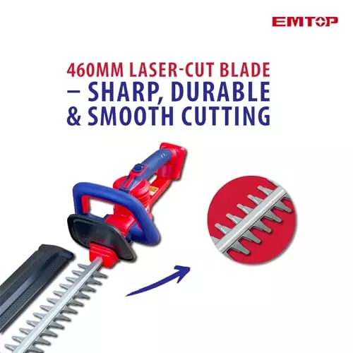 emtop-cordless-hedge-trimmer-20-v-with-460-mm-laser-cut-blade-and-20-ah-battery-kit