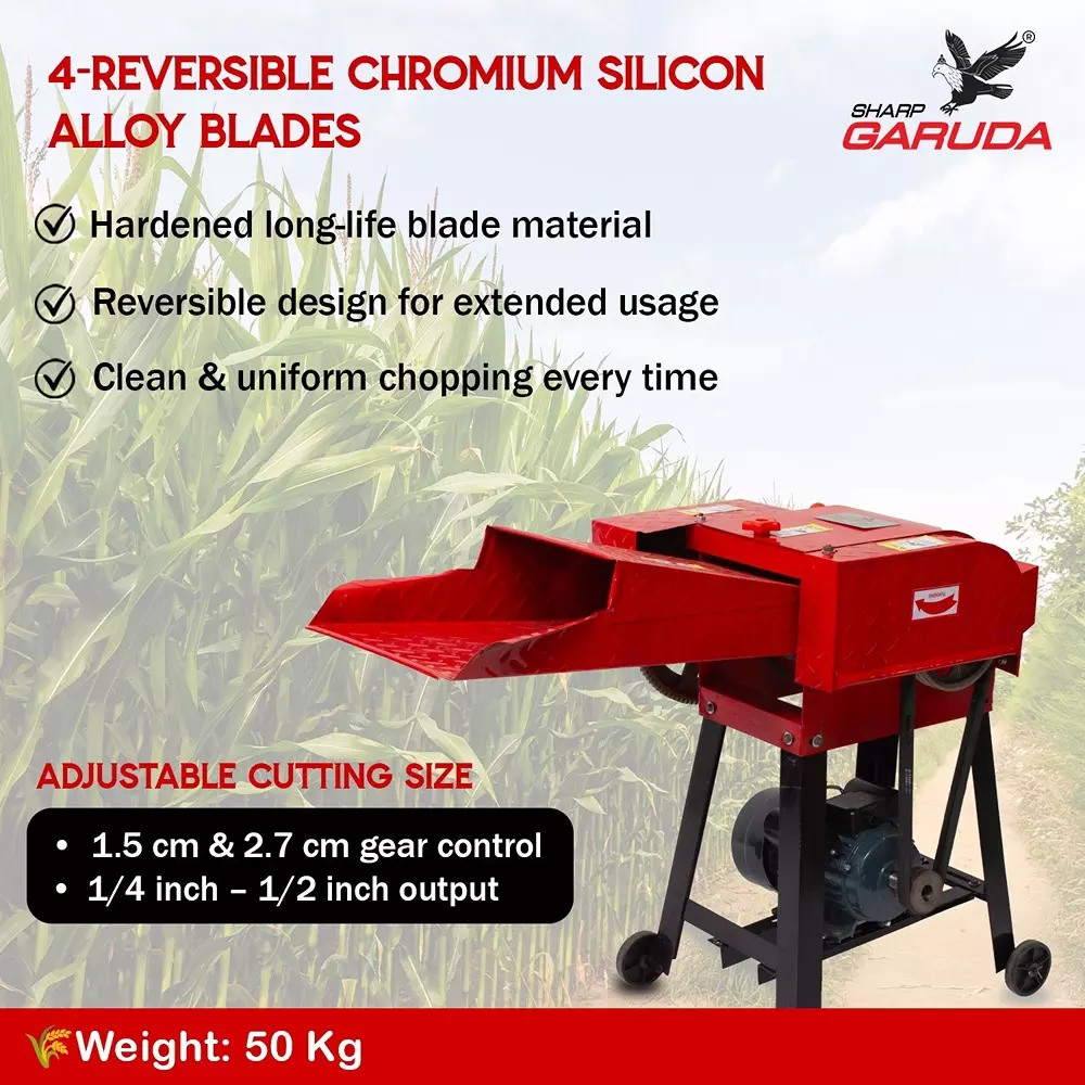 sharp-garuda-electric-chaff-cutter-machine-single-phase-3-hp-4001000-kghr-heavy-duty-forage-grass-cutting