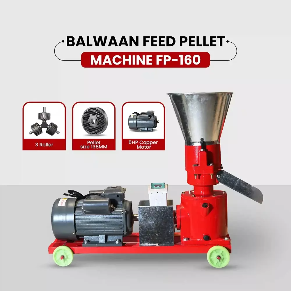 balwaan-feed-pellet-machine-5-hp-3-roller-system-100-130-kgh-productivity-3-to-8-mm-pellet-size-fp-160