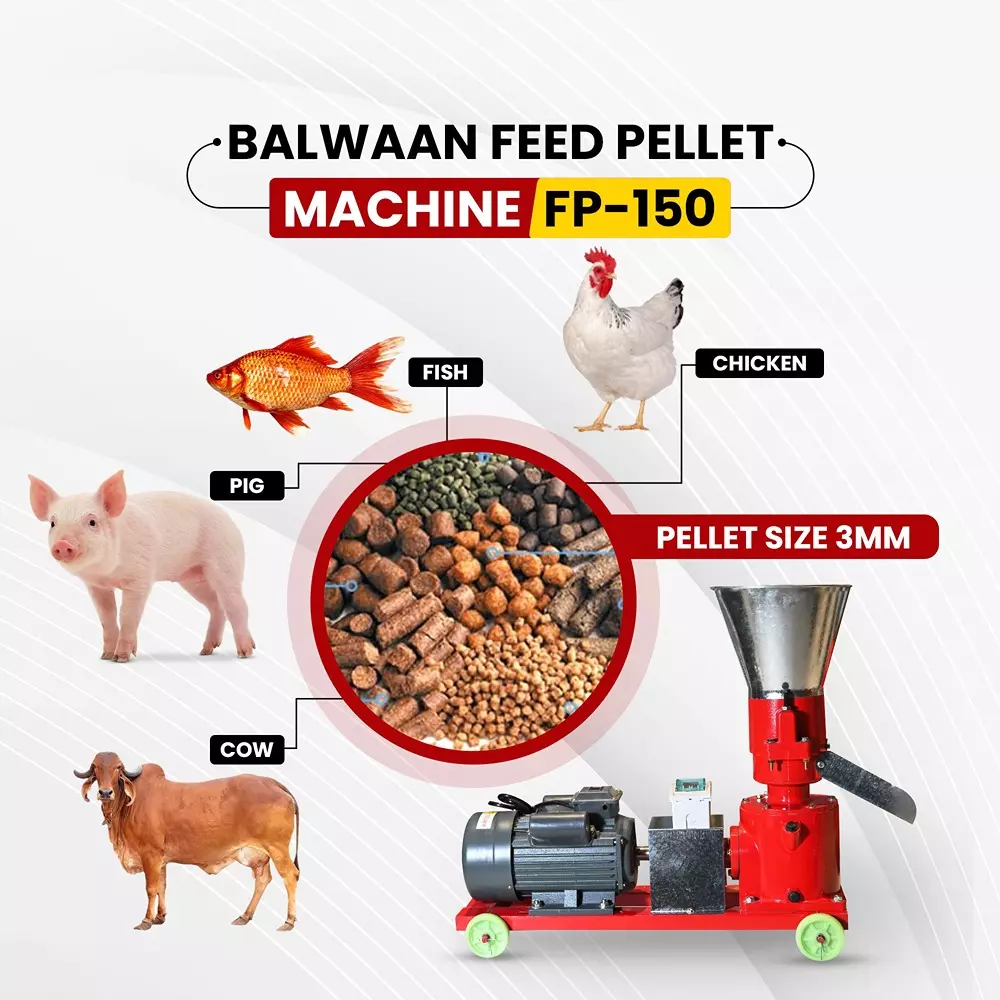 balwaan-feed-pellet-machine-4-hp-motor-power-80-100-kgh-production-capacity-138-mm-plate-diameter-fp-150