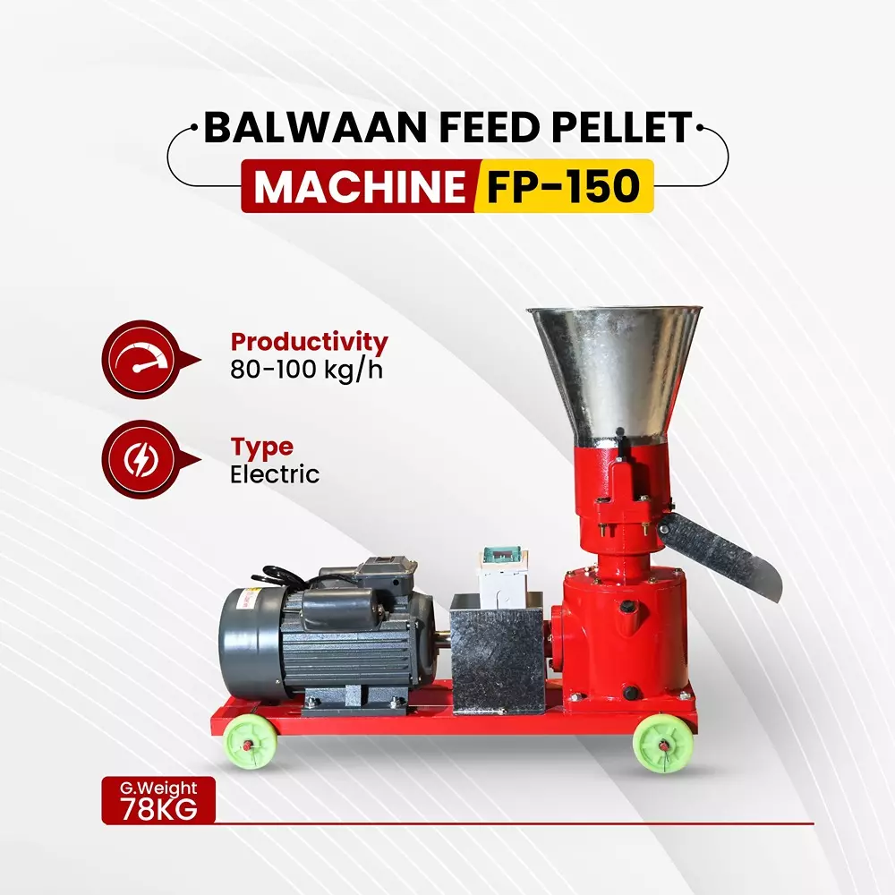 balwaan-feed-pellet-machine-4-hp-motor-power-80-100-kgh-production-capacity-138-mm-plate-diameter-fp-150