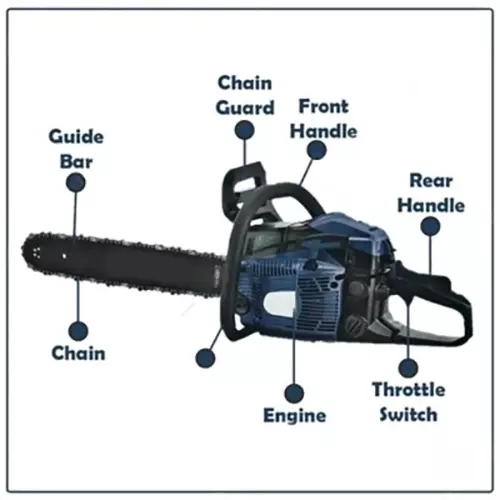 Dayuri 78 cc Gasoline Chainsaw 56 cm Bar Length 3000 RPM Speed 4 kW Polished Blue for Industrial Use, DA-GCS5124
