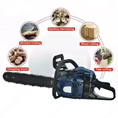 Dayuri 78 cc Gasoline Chainsaw 56 cm Bar Length 3000 RPM Speed 4 kW Polished Blue for Industrial Use, DA-GCS5124