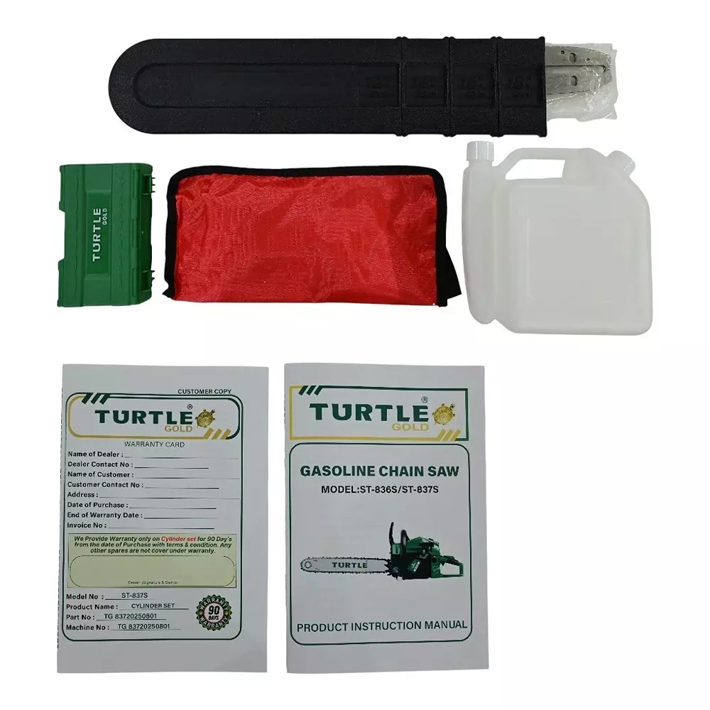 Turtle Gold Petrol Chain Saw 72 cc 3.5 Kw 450 mm (18 inch), ST 837S