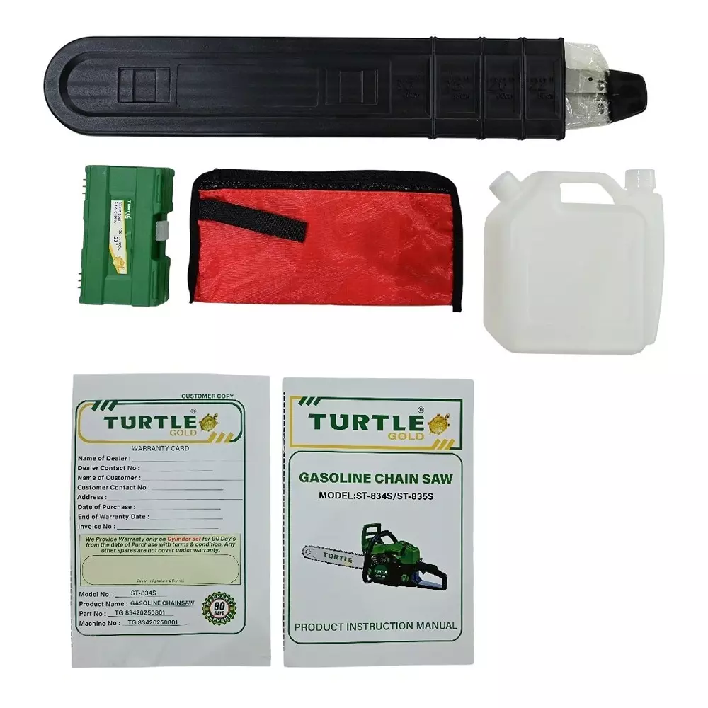 Turtle Gold Petrol Chain Saw 62 cc 3.0 Kw 558 mm (22 inch), ST 834S
