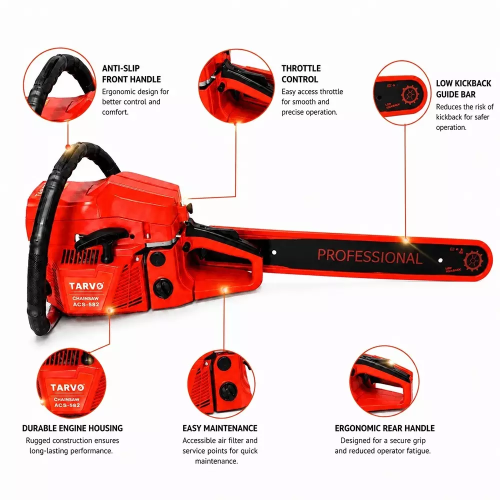 tarvo-20-inch-508-mm-chain-saw-with-175-kw-power-2800--11000-rpm-speed-and-58-cc-displacement-acs-582-with-guide-bar-chain