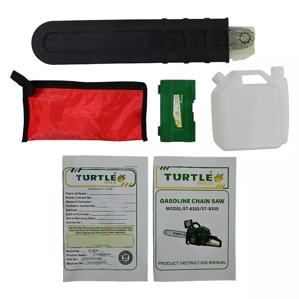 Turtle Gold Petrol Chain Saw 58 cc 2.6 Kw 450 mm (18 inch), ST 833S
