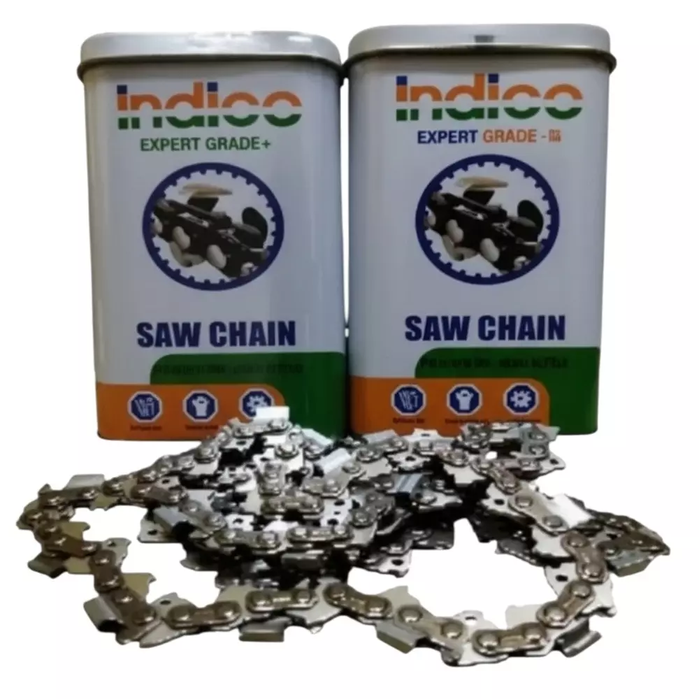 Indico Saw Chain 457 mm (18 inch) Size Steel For Wood Cutting, Tree Cutting Silver (Pack of 2)