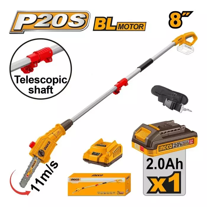 ingco-cordless-pole-saw-8-inch-20-cm-bar-length-11-ms-chain-speed-brushless-motor-psli20281