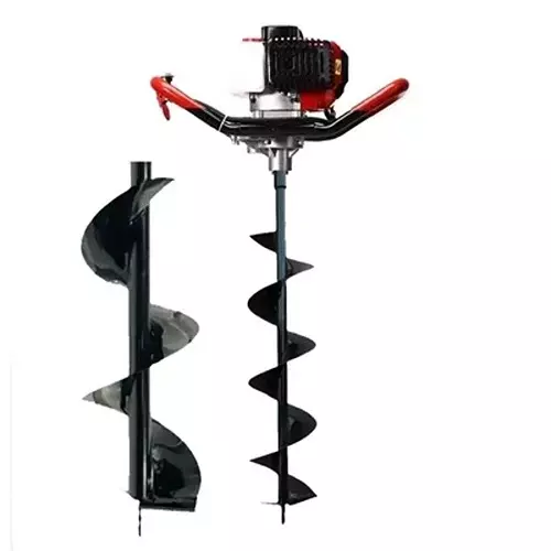 Spear Earth Auger Machine With Bit Kit 2.6 HP Power 6 & 12 Inch (152.4 & 305 mm) Bit Size 52 cc Displacement 2 Stroke for Farming, Agriculture & Industrial Use