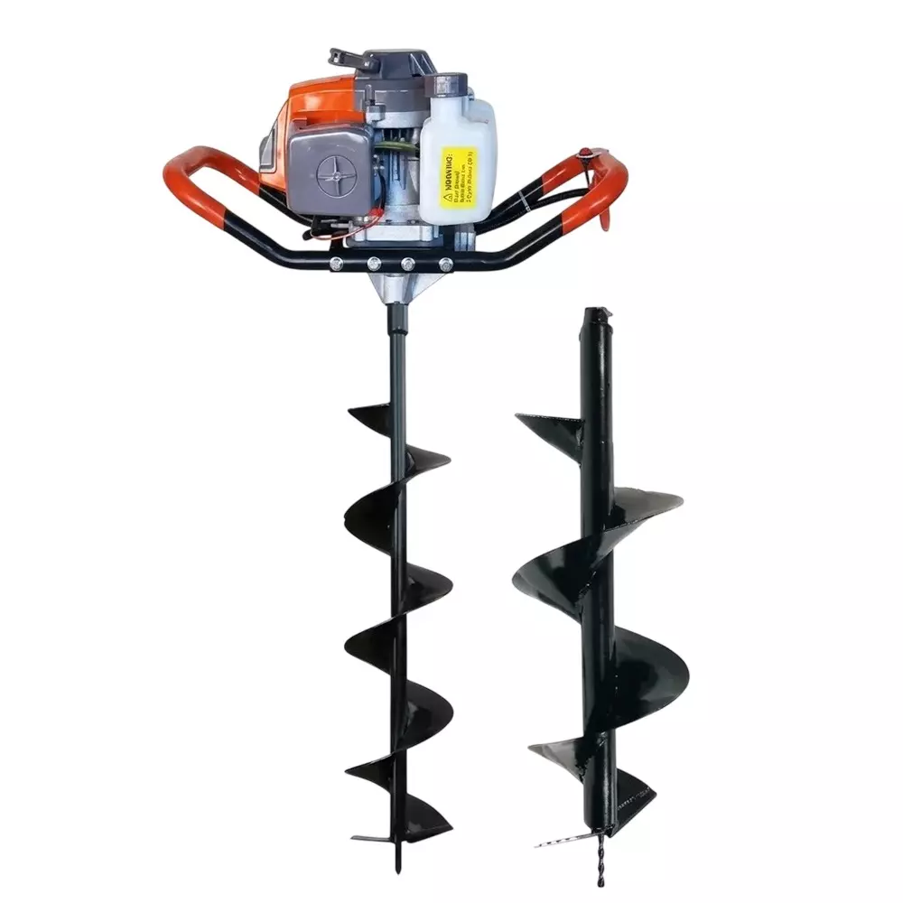 Spear Post Hole Digger Earth Auger Machine with 6 & 12 Inch (152.4 & 304.8 mm) Bit Kit 2 Stroke 63 cc Displacement 3 HP Power