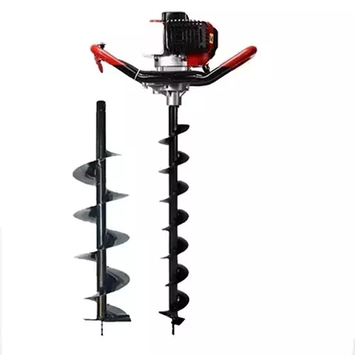 Spear Earth Auger Machine With Bit Kit 2.6 HP Power 4 & 8 Inch (101.6 & 203 mm) Bit Size 52 cc Displacement 2 Stroke for Farming, Agriculture & Industrial Use