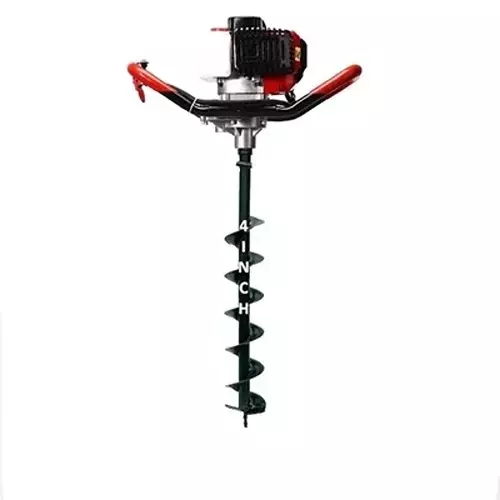 Spear Earth Auger Machine With Bit 2.6 HP Power 4 Inch (101.6 mm) Bit Size 52 cc Displacement 2 Stroke for Farming, Agriculture & Industrial Use