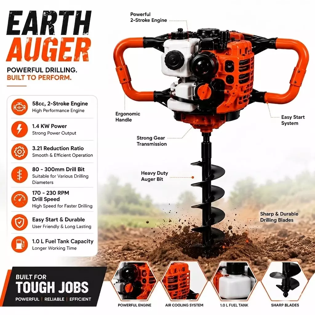 tarvo-14-kw-earth-auger-with-4-inch-100-mm-bit-2-stroke-engine-58-cc-displacement-and-80-300-mm-drill-diameter-aea-58
