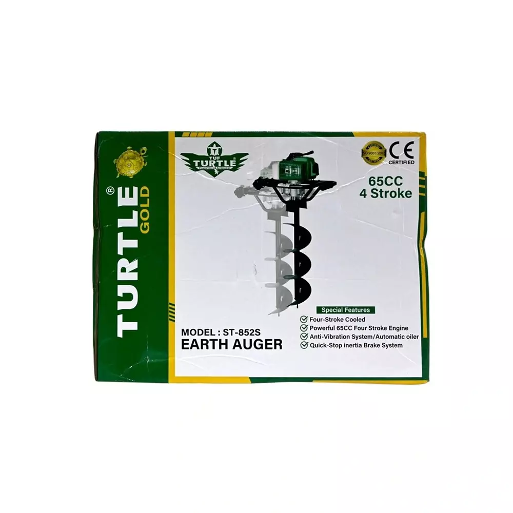 Turtle Gold Earth Auger Drill Air-Cooled 1.9 Kw 4 Stroke 65 cc & Fuel Tank 1.2 L, ST 852S (Without Auger Drill)