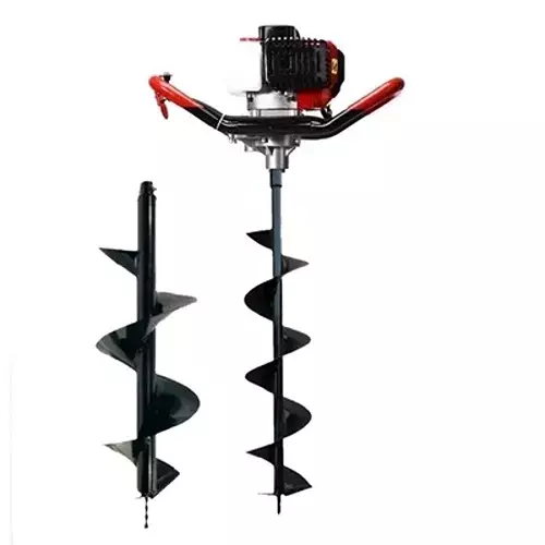 Spear Earth Auger Machine With Bit Kit 2.6 HP Power 6 & 10 Inch (152.4 & 254 mm) Bit Size 52 cc Displacement 2 Stroke for Farming, Agriculture & Industrial Use