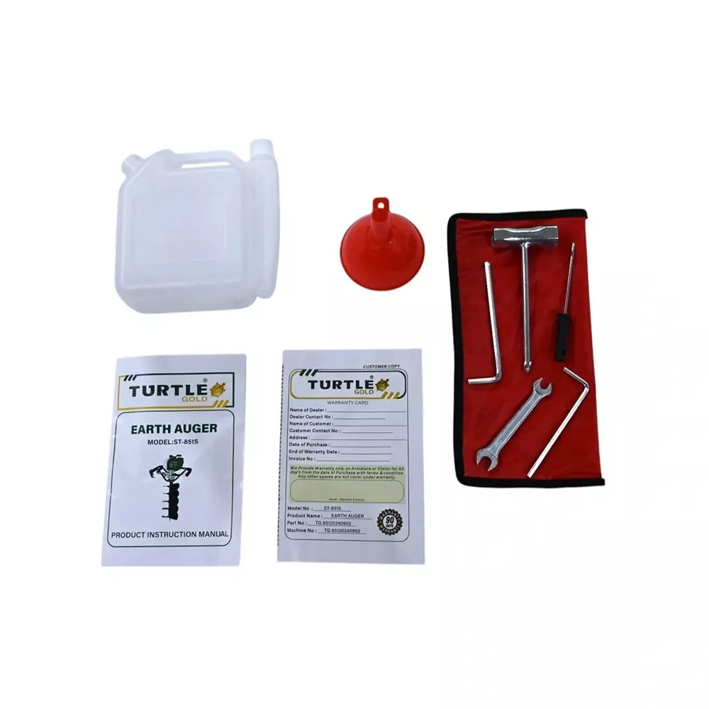 Turtle Gold Earth Auger Drill Air-Cooled 2.0 Kw 2 Stroke 52 cc & Fuel Tank 1.2 L, ST 851S (Without Auger Drill)