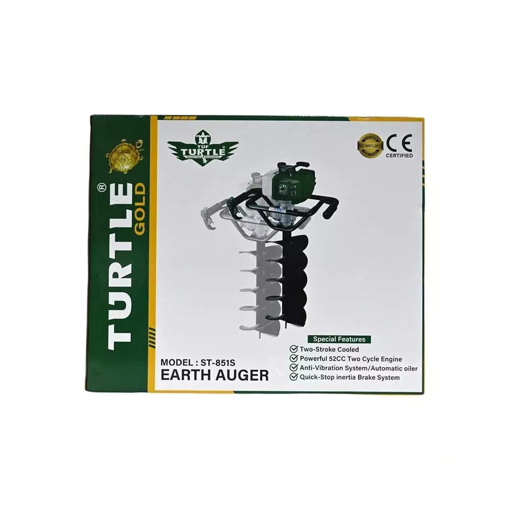 Turtle Gold Earth Auger Drill Air-Cooled 2.0 Kw 2 Stroke 52 cc & Fuel Tank 1.2 L, ST 851S (Without Auger Drill)