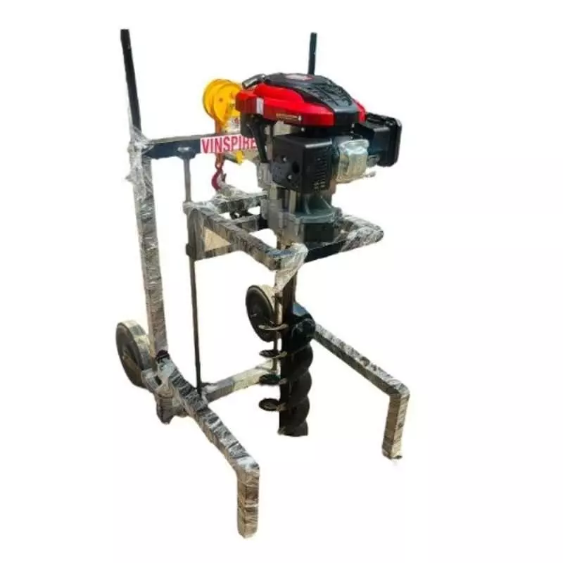 Vinspire Trolly Earth Auger 196CC 3.6 kW 4 Stroke Single Cylinder Air Cooled Petrol Engine with 30.48 cm (12 inch) Drill Bit, VAPL-TEA196-4S