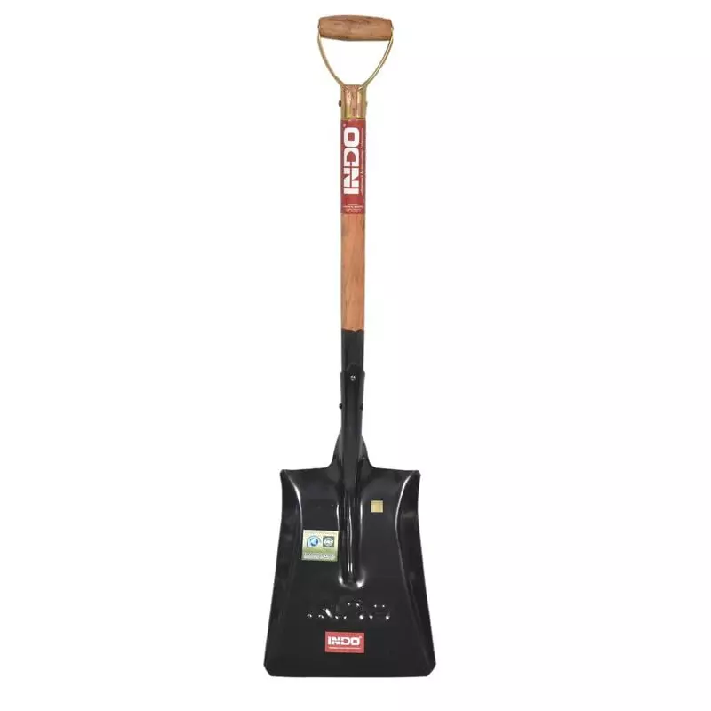 INDO Heavy-Duty Square Nose Shovel Carbon Steel with Wooden Handle, WSQ4