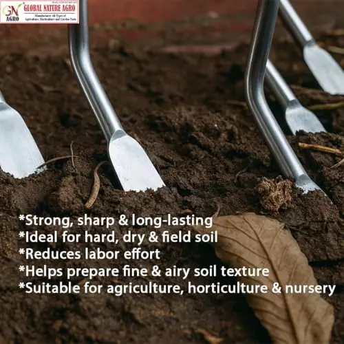 Global Nature Agro 5 Tine Weeder & Soil Cultivator 7.5 Inch (19 cm) Blade Hand Operated for Home, Farming & Gardening