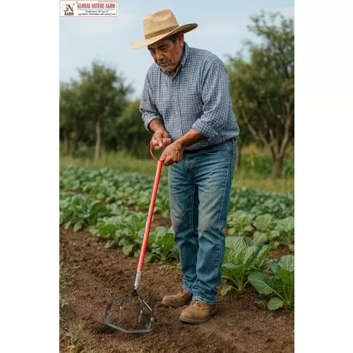 Global Nature Agro 5 Tine Weeder & Soil Cultivator 7.5 Inch (19 cm) Blade Hand Operated for Home, Farming & Gardening