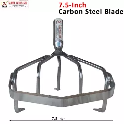 Global Nature Agro 5 Tine Weeder & Soil Cultivator With Handle Kit 7.5 Inch (19 cm) Blade Size 4.25 ft (130 cm Handle) Size for Gardening