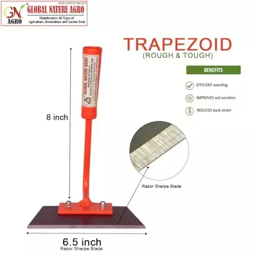 Global Nature Agro Push-Pull Hoe Oscillating Garden & Farm Weeder Without Handle 6.5 Inch (17 cm) Blade Size Hand Operated for Home, Farming & Gardening