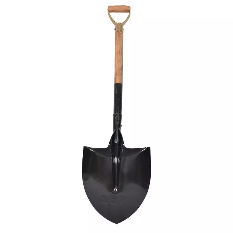 INDO Heavy-Duty Round Nose Shovel Carbon Steel with Wooden Handle, WRD4