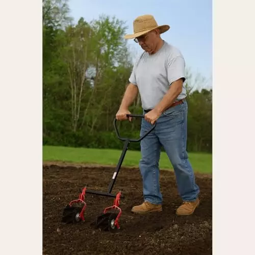 Global Nature Agro Double Roller Weeder Hand Operated Ergonomic Grip for Home, Farming & Gardening