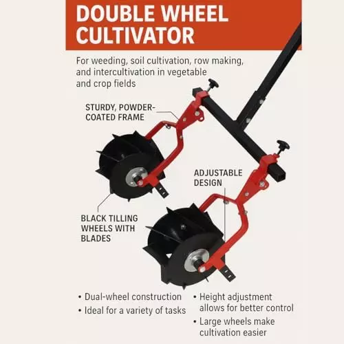 Global Nature Agro Double Roller Weeder Hand Operated Ergonomic Grip for Home, Farming & Gardening