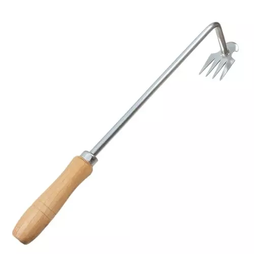 Global Nature Agro 4 Claws Garden Weeding Tool With Wooden Handle Kit Hand Operated for Home, Farming & Gardening