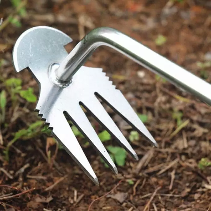 Global Nature Agro 4 Claws Garden Weeding Tool With Wooden Handle Kit Hand Operated for Home, Farming & Gardening