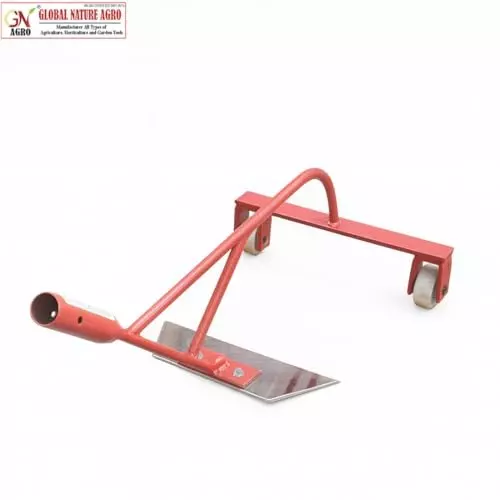 Global Nature Agro Push Weeder With Dual Wheels & Handle Kit 9 Inch (23 cm) Blade Size Hand Operated 2 ft (61 cm Handle) Rubber Grip for Home, Farming & Gardening