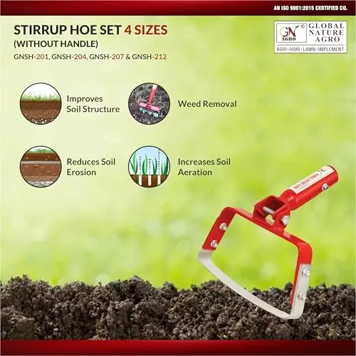 Global Nature Agro Heavy Duty Weeder With Handle Kit 10 Inch (25.4 cm) Blade Size Metal Hand Operated 4 ft (121 cm Handle) Ergonomic Grip for Home, Farming & Gardening
