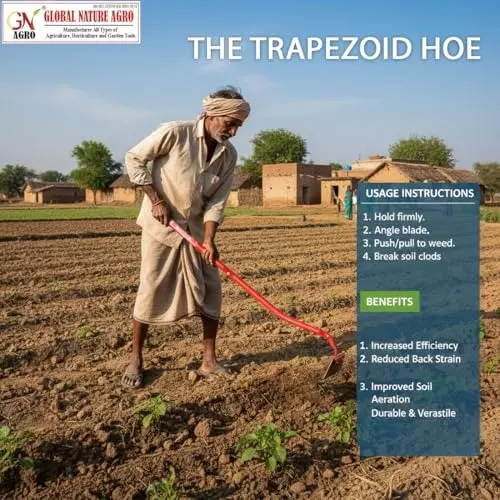 Global Nature Agro Push-Pull Hoe Oscillating Garden & Farm Weeder Without Handle 9 Inch (23 cm) Blade Size Hand Operated for Home, Farming & Gardening