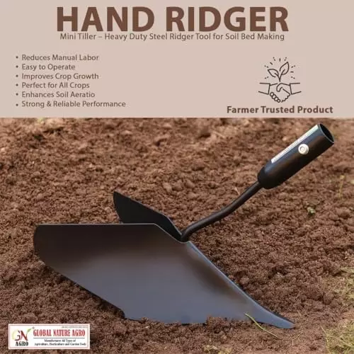 Global Nature Agro Adjustable Furrower Plough Hand Ridger Black for Home, Farming & Gardening
