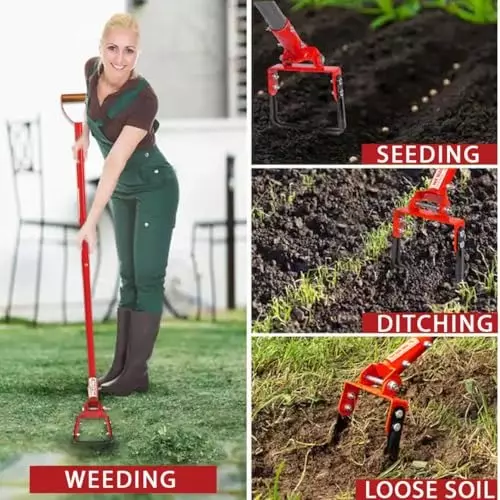 Global Nature Agro Heavy Duty Weeder With Extra Sharp Blade Kit 3.5 & 4 Inch (9 & 10 cm) Blade Size Hand Operated Ergonomic Grip for Home, Farming & Gardening