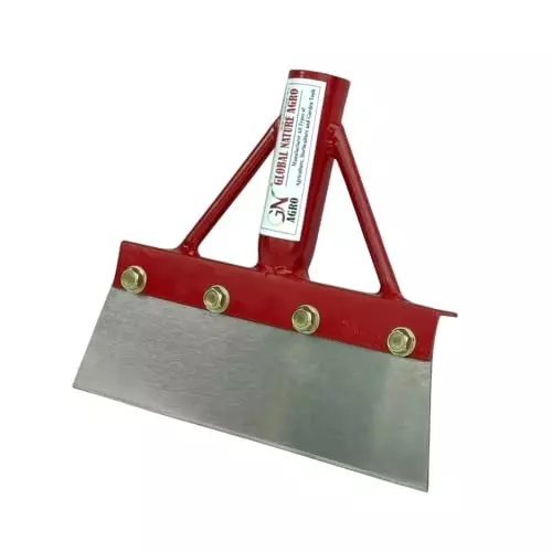 Global Nature Agro Scrapper Weeder With Handle Kit 8 Inch (20.32 cm) Blade Size Hand Operated 4 ft (121 cm Handle) Rubber Grip for Home, Farming & Gardening