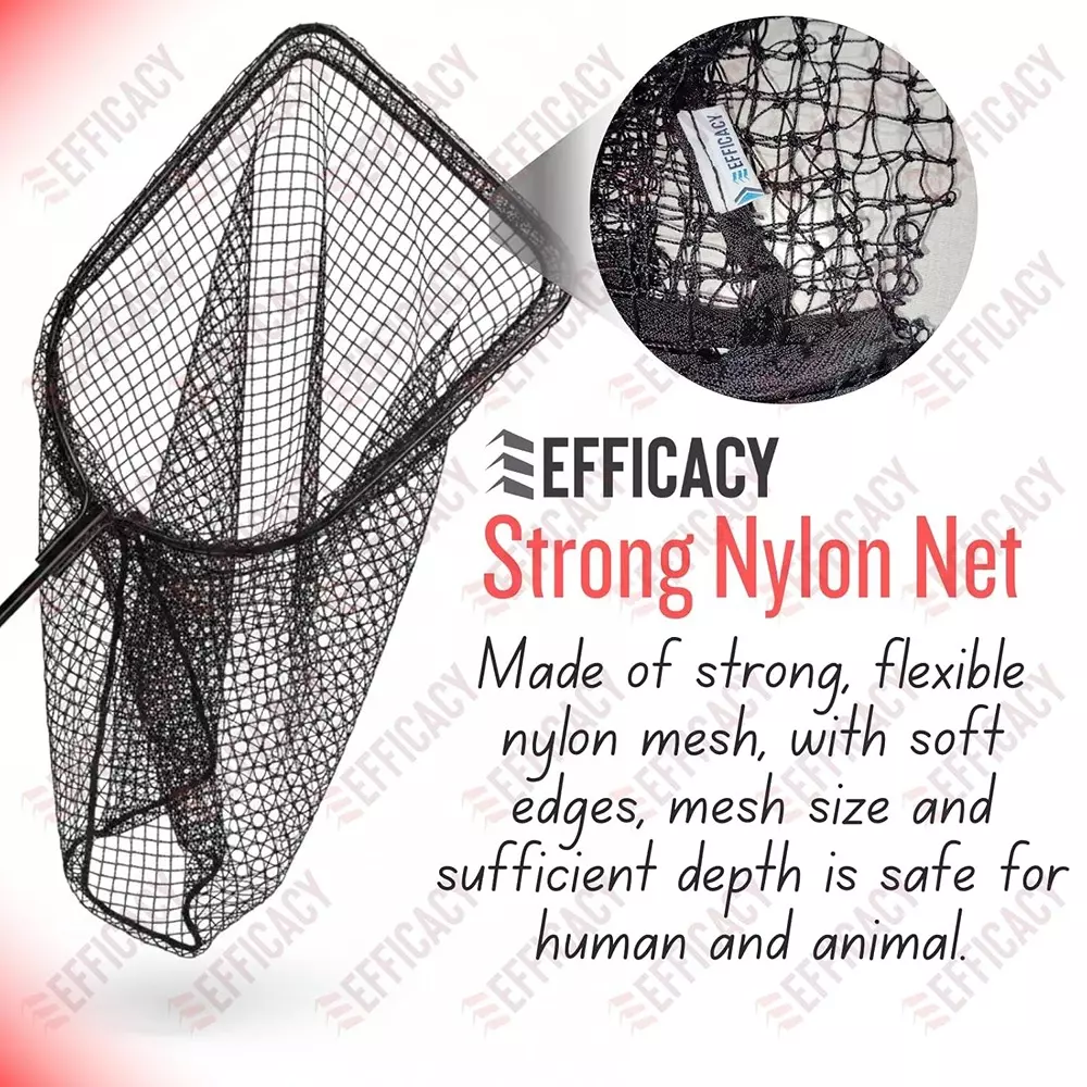 EFFICACY Animal Catcher Net Fixed Net Tear-Resistant Metal Frame Ergonomic Non-Slip Black