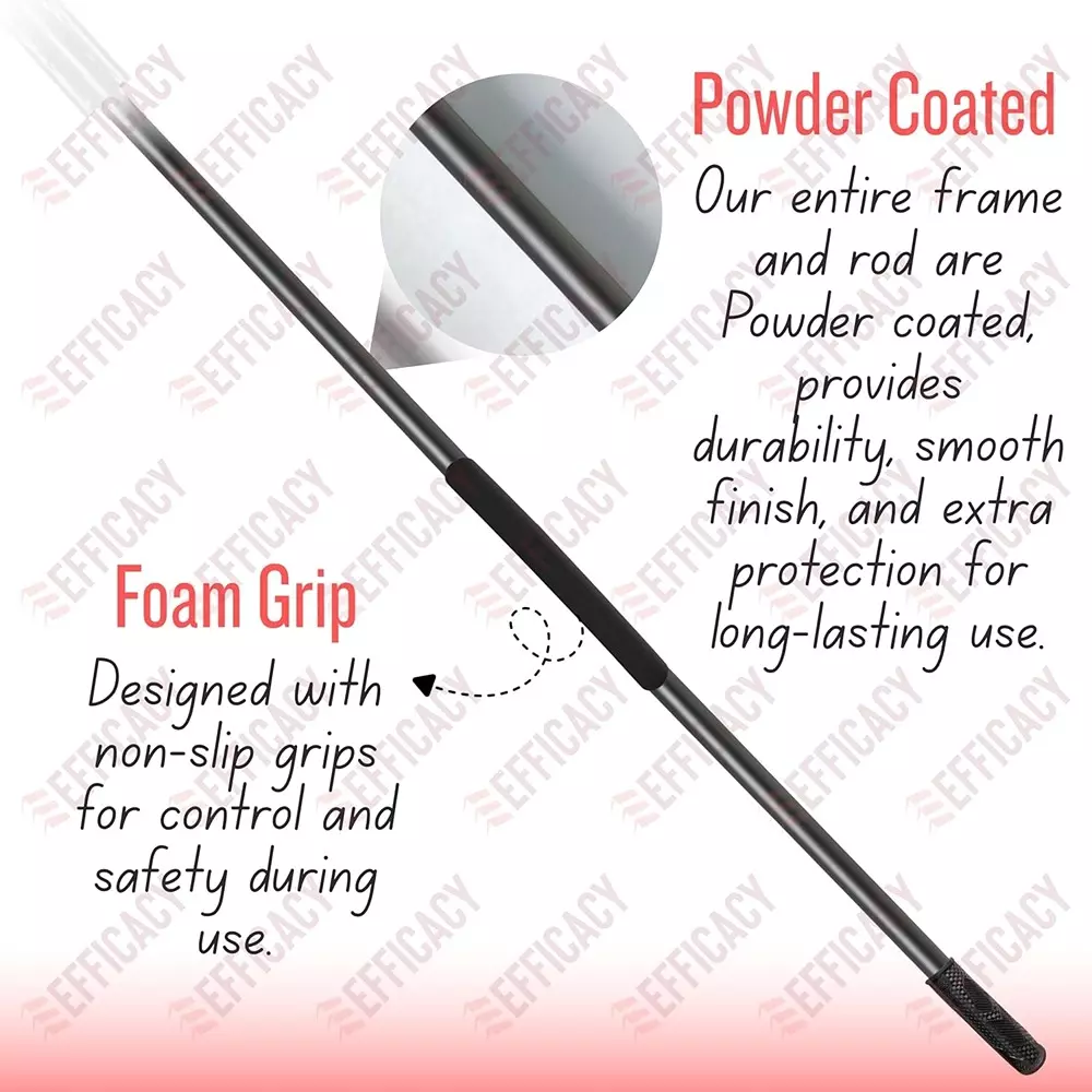 EFFICACY Animal Catcher Net Fixed Net Tear-Resistant Metal Frame Ergonomic Non-Slip Black