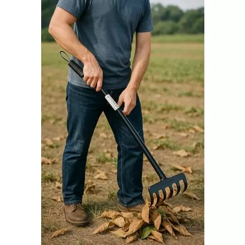 Global Nature Agro 6 Tine Heavy Duty Garden Rake 6 Inch (15.24 cm) Blade Size Metal Hand Operated Ergonomic Grip for Home, Farming & Gardening