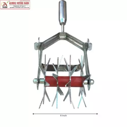 Global Nature Agro Soil Crumbler Hand Cultivator Without Handle 6 Inch (15.24 cm) Blade Size Hand Operated for Home, Farming & Gardening