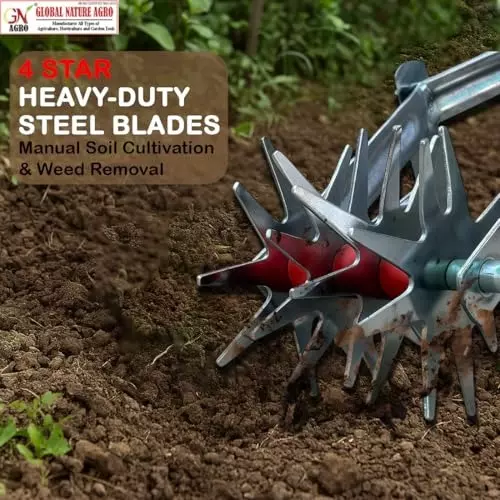 Global Nature Agro Soil Crumbler Hand Cultivator Without Handle 6 Inch (15.24 cm) Blade Size Hand Operated for Home, Farming & Gardening