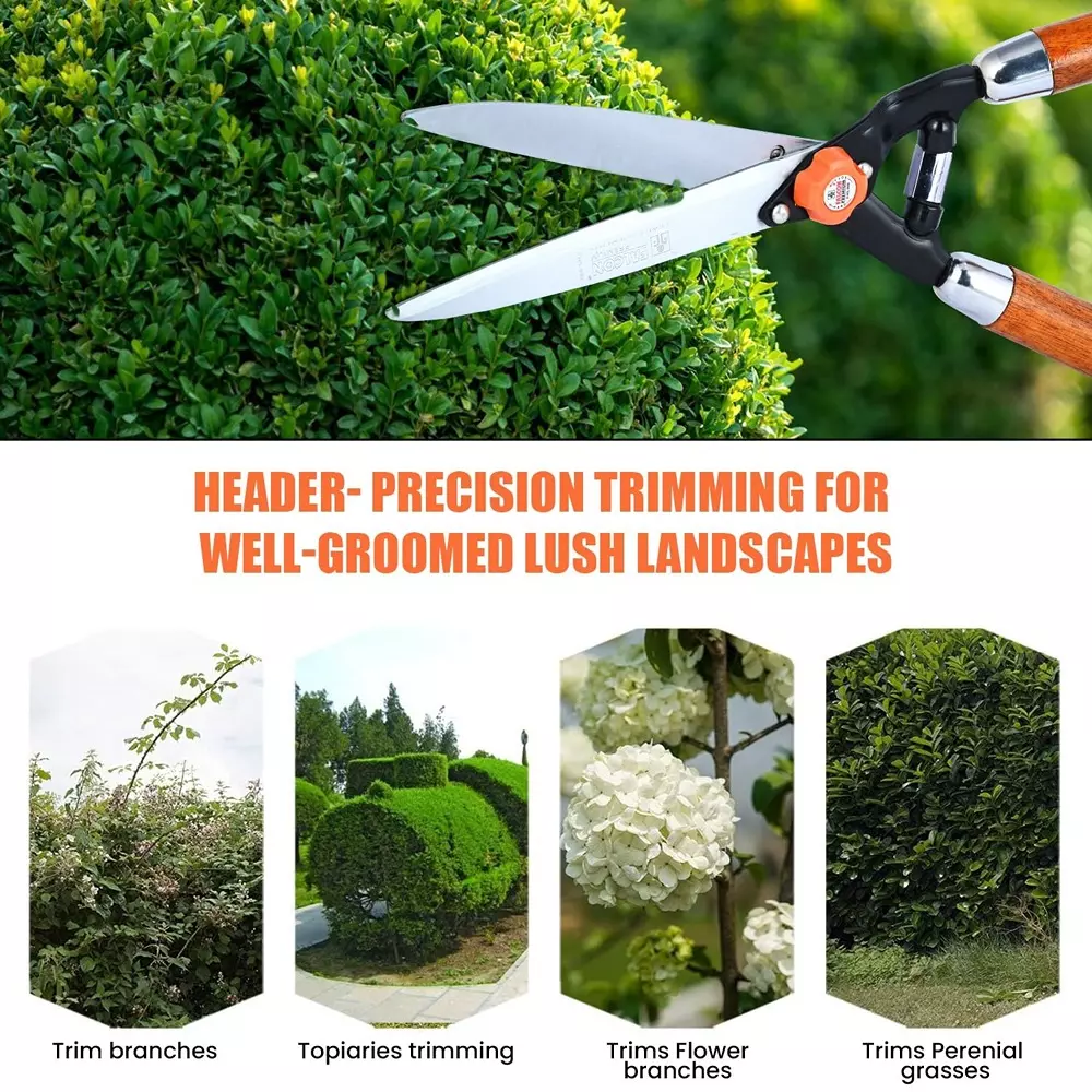 Falcon Hedge Shear Blade With Wooden Handle Carbon Steel 250 mm Multicolor for Agriculture & Garden Use, FHS-999(W) (Pack of 25 Pcs)