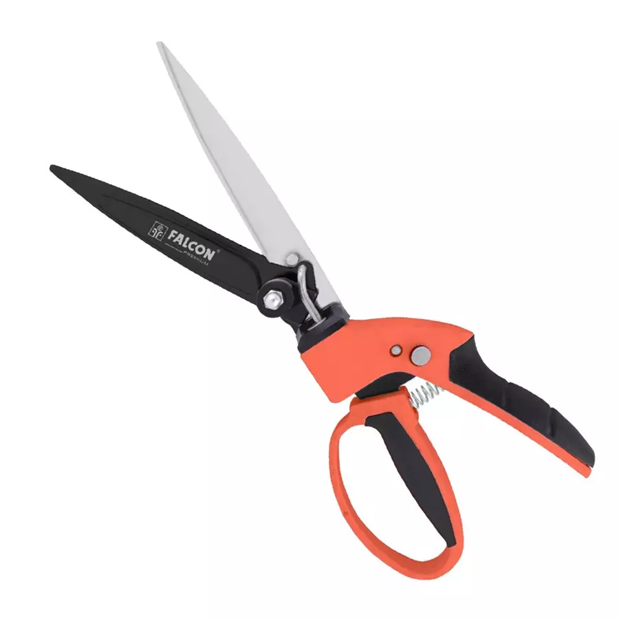 Falcon Premium Grass Shear 180° Hardened Steel 195 mm Black & Orange for Cutting Grass & Small Edges, FPGS-2100 (Pack of 24 Pcs)